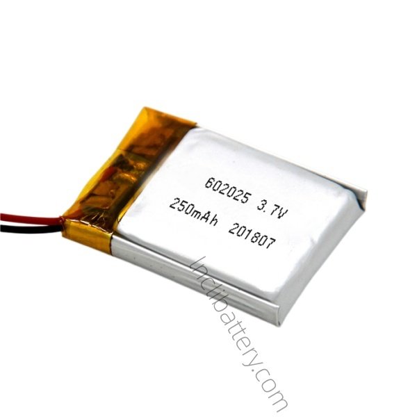 602025 3.7V 250mAh lithium polymer battery for wearable electronics and IoT devices