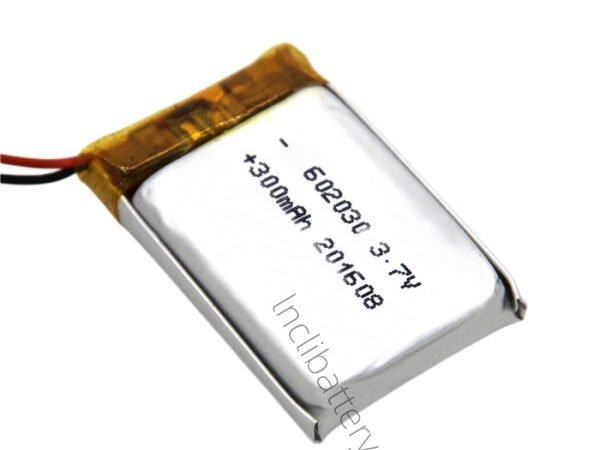 602030 3.7V 300mAh lithium polymer battery for smart portable electronics and IoT devices