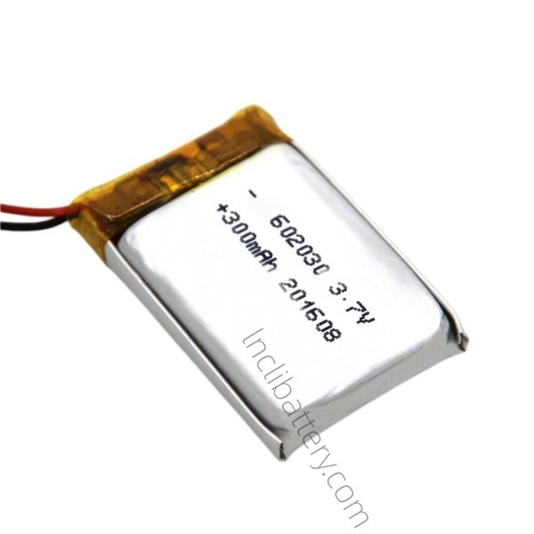 602030 3.7V 300mAh lithium polymer battery for smart portable electronics and IoT devices
