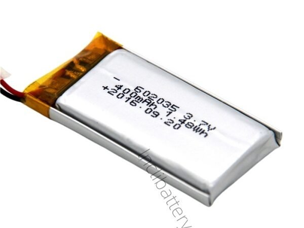 602035 3.7V 400mAh lithium polymer battery for smart devices and portable electronic systems