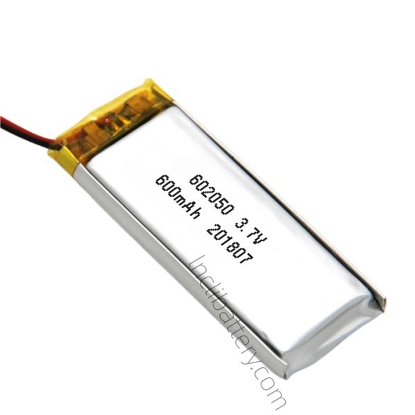 3.7V 600mAh 602050 rechargeable LiPo battery for smart devices