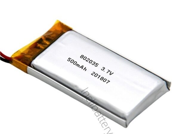 3.7V 500mAh lithium polymer battery with integrated PCM LNC802035