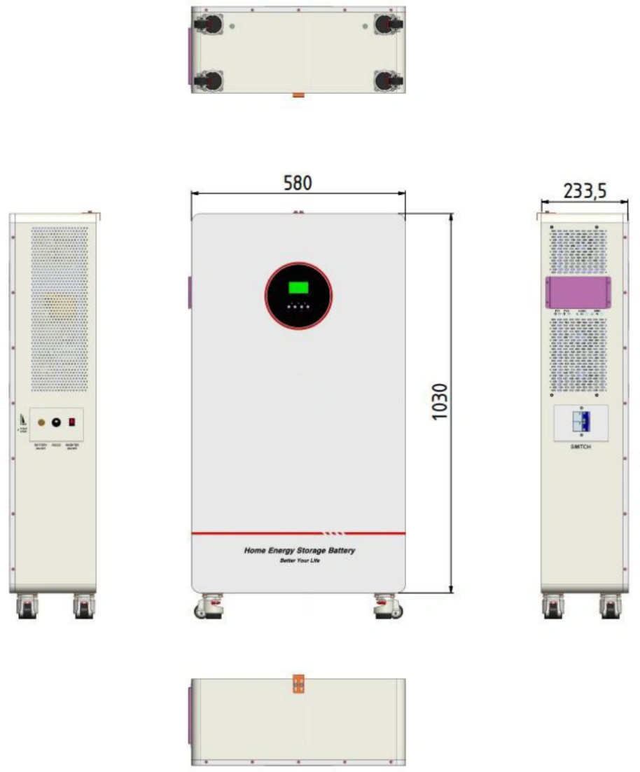 11kW 15KWh all in one ESS Product Size Diagram