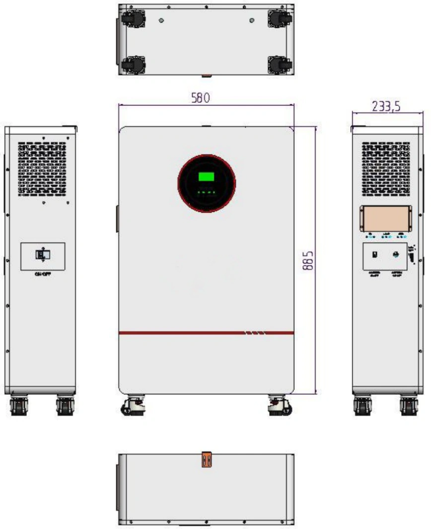 5kW 15KWh all in one ESS Product Size Diagram