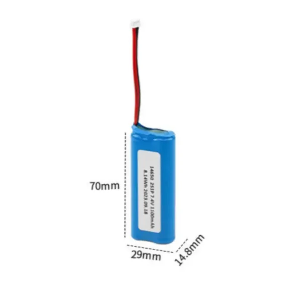 14650 7.4V 1100mAh 2S1P Li-ion Battery Pack OEM Custom Rechargeable Battery