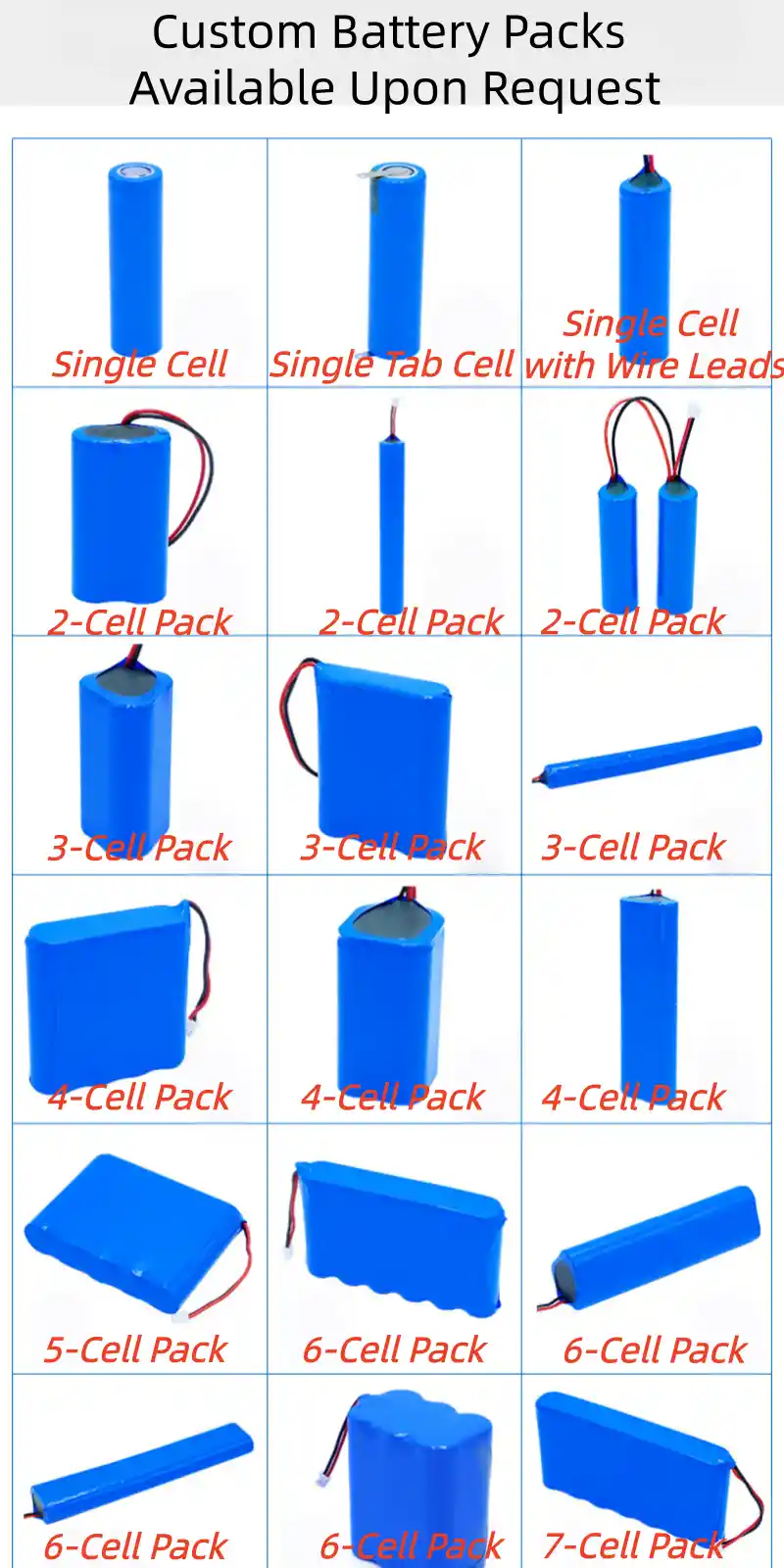 Various li ion battery packs