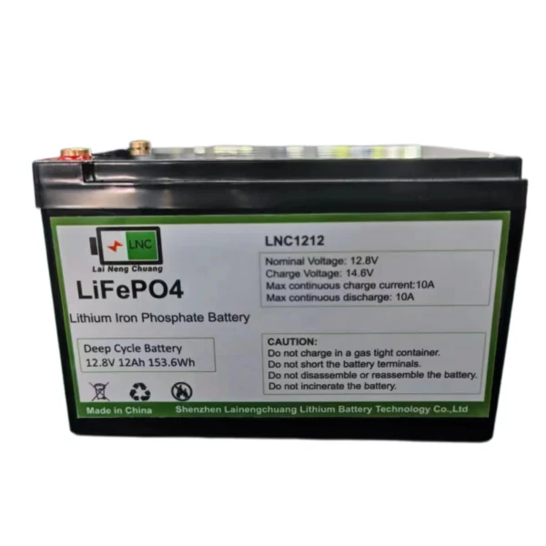 12.8V 12Ah LiFePO4 Battery Pack 153.6Wh with 2000+ Cycles